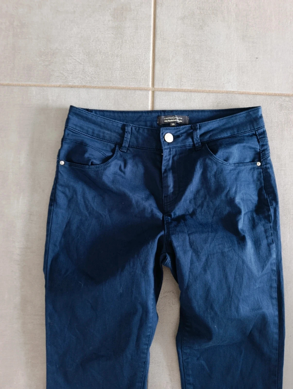 Pantalon Cache Cache femme T38 bleu marine slim stretch – photo 4